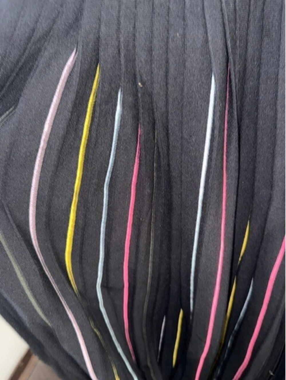 NWOT Kate Spade black multicolor pleated sweater striped midi dress size Large - Picture 3 of 5